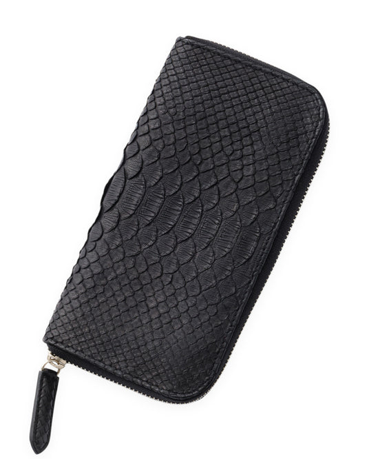 gène par YUKIO MISHIBA / Python Round Zipper Wallet - Black×Pink