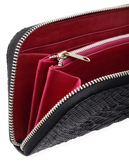 gène par YUKIO MISHIBA / Python Round Zipper Wallet - Black×Pink