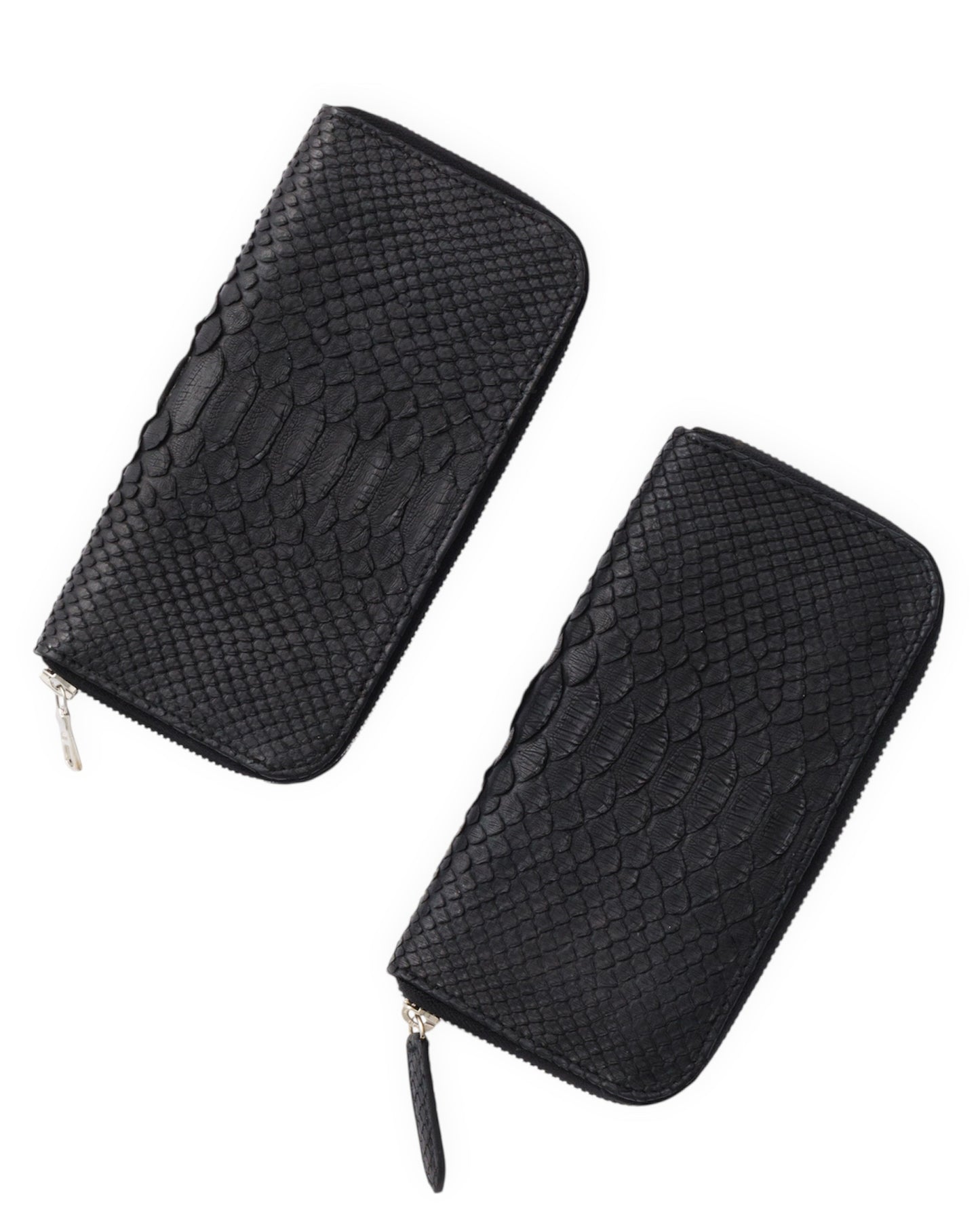 gène par YUKIO MISHIBA / Python Round Zipper Wallet - Black×Pink