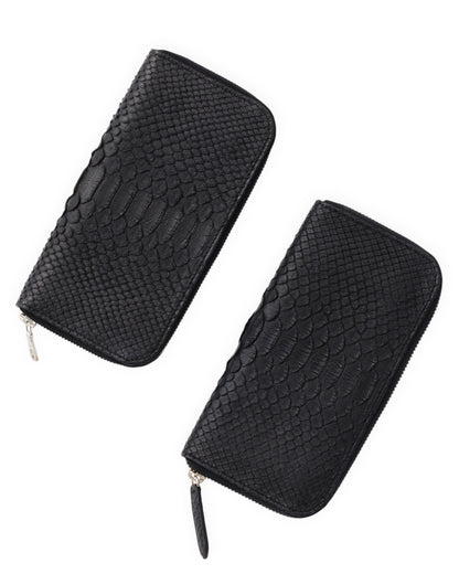 gène par YUKIO MISHIBA / Python Round Zipper Wallet - Black×Pink
