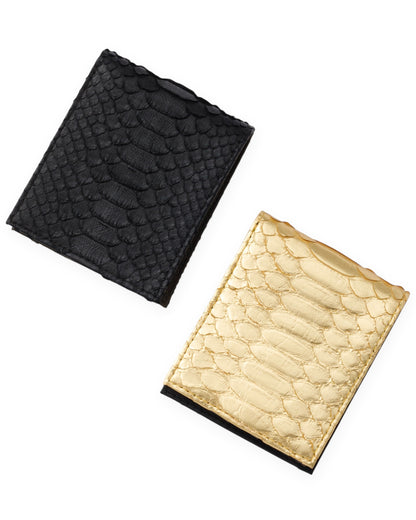 gène par YUKIO MISHIBA / Python Folded Wallet - Black×Olive