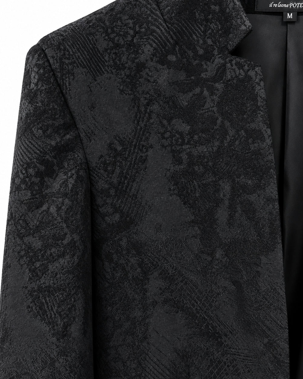 POTENZA / VEIL JACQUARD SHORT JACKET - BLACK
