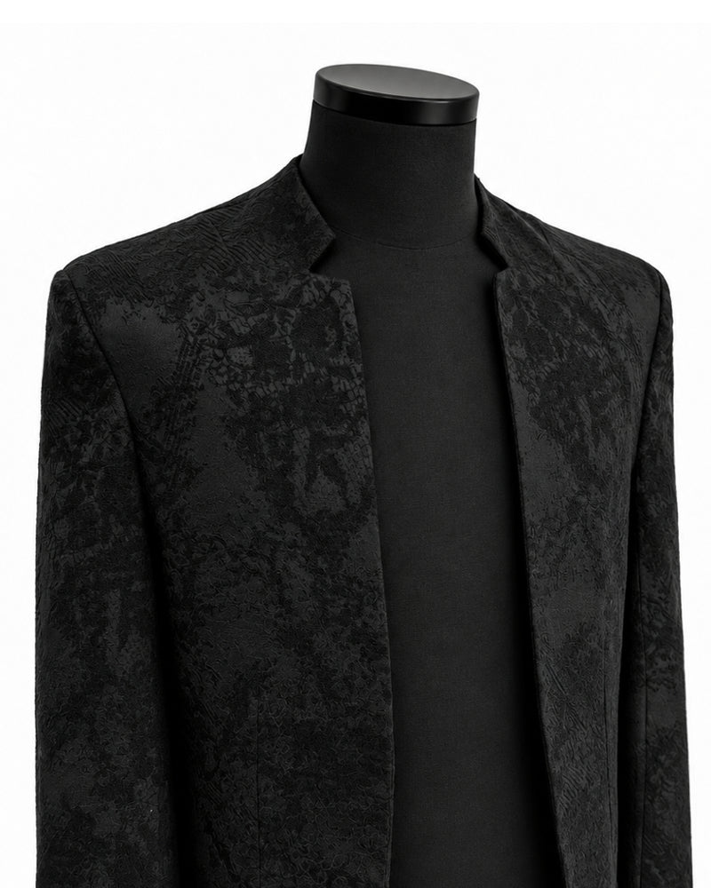 POTENZA / VEIL JACQUARD SHORT JACKET - BLACK