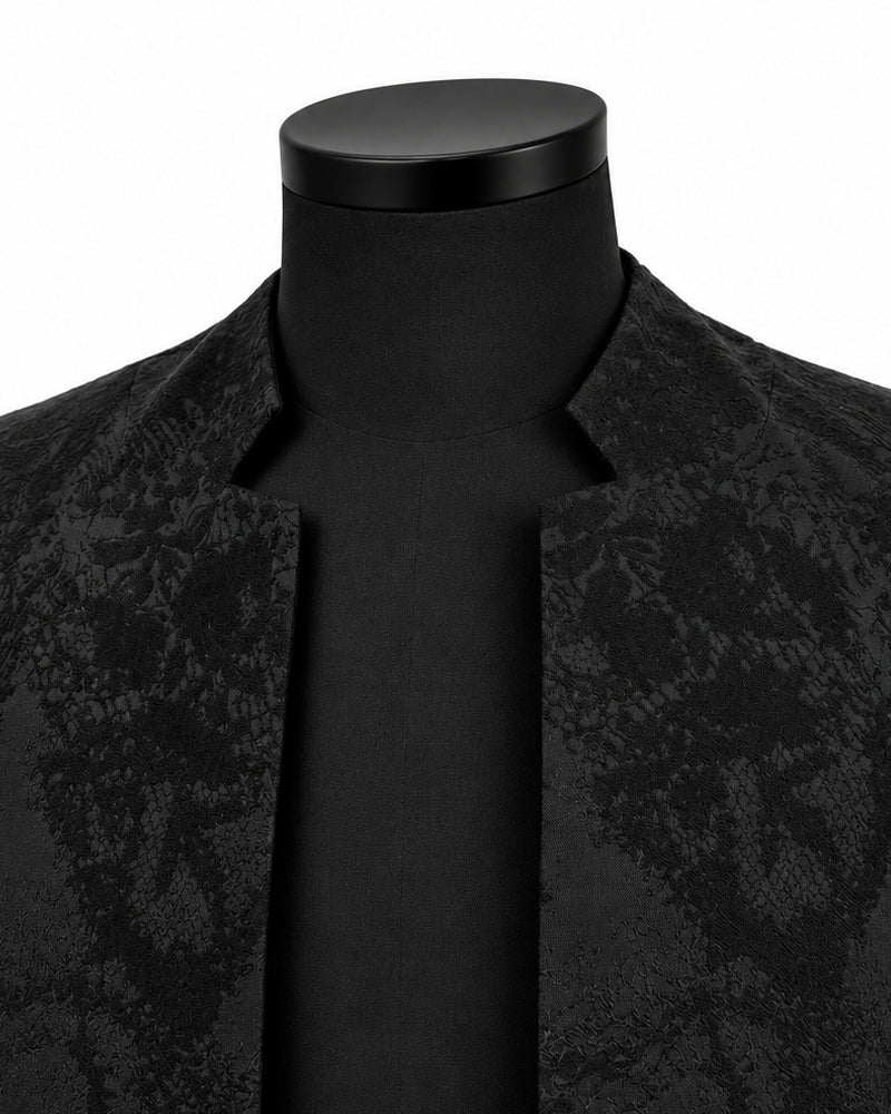 POTENZA / VEIL JACQUARD SHORT JACKET - BLACK