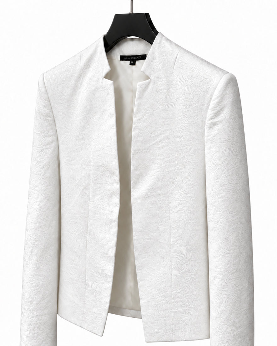 POTENZA / VEIL JACQUARD SHORT JACKET - WHITE