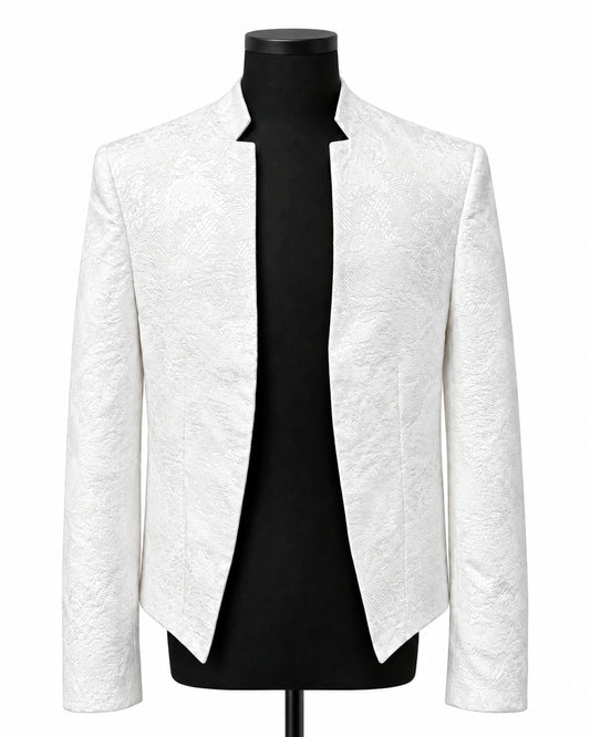 POTENZA / VEIL JACQUARD SHORT JACKET - WHITE