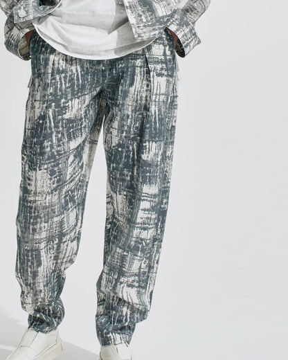 HARRISON WONG / Blurred Check Print Pleated Pants