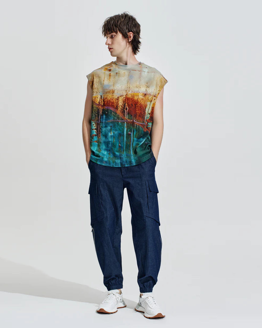 HARRISON WONG / Rust Pattern Sleeveless Print Tee