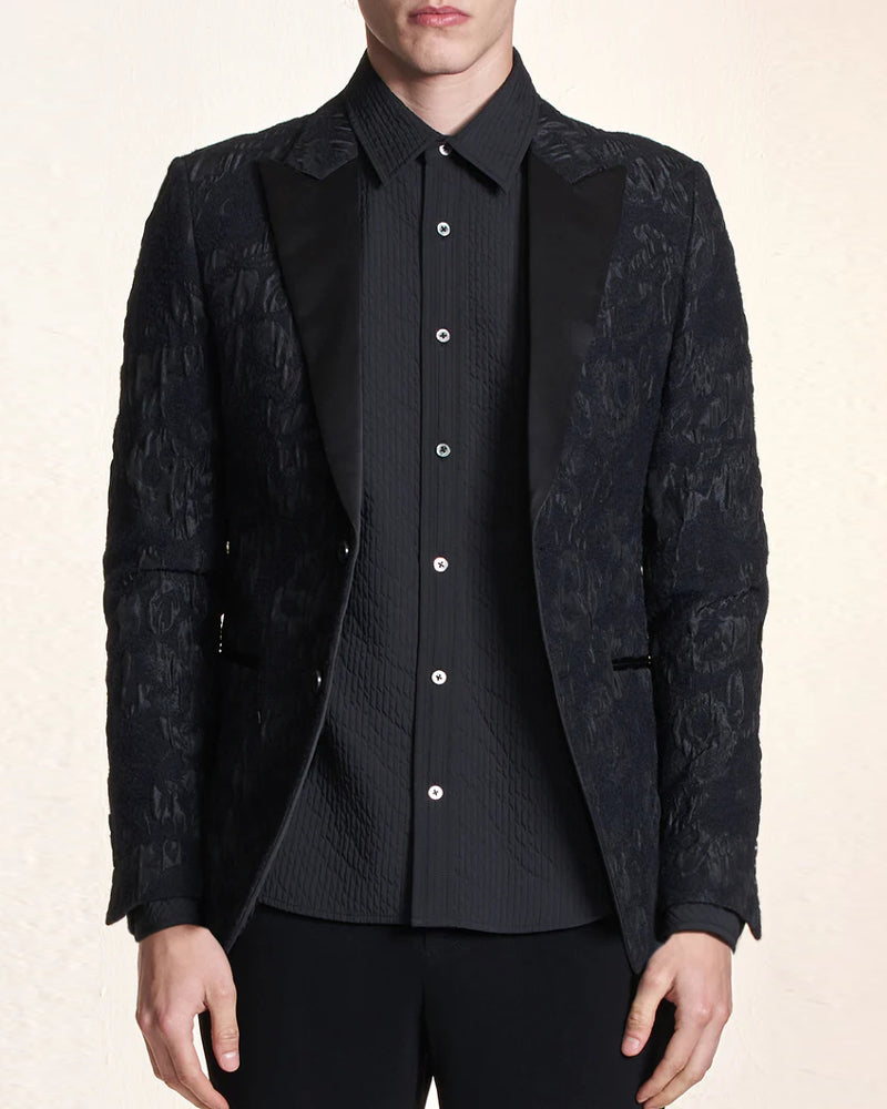 HARRISON WONG / Floral Jacquard Blazer With Satin Lapel