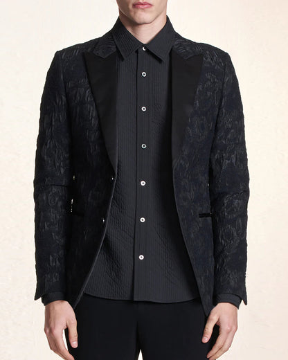 HARRISON WONG / Floral Jacquard Blazer With Satin Lapel