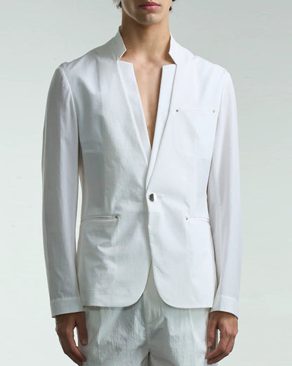 HARRISON WONG / Stand Collar Blazer With Studs - White