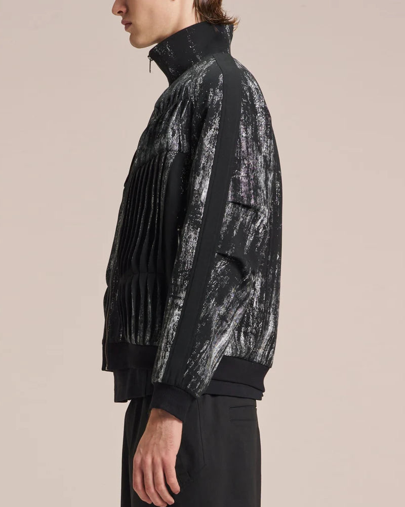 HARRISON WONG / Knit Jacket With Pleats & Brush Print
