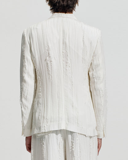 HARRISON WONG / Ripped Texture 1B Blazer - White