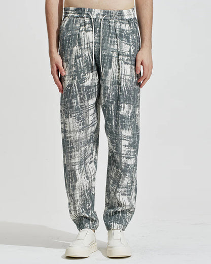 HARRISON WONG / Blurred Check Print Pleated Pants
