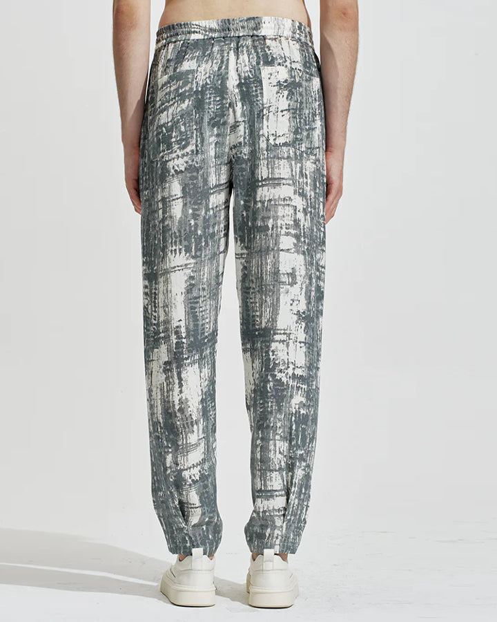 HARRISON WONG / Blurred Check Print Pleated Pants