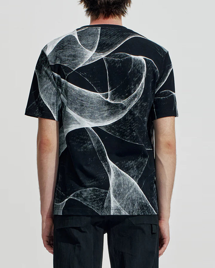 HARRISON WONG / Regular Fit Tee With Organic Wave Print - Black
