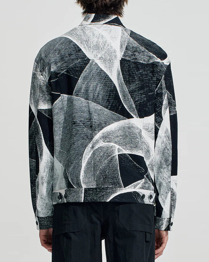 HARRISON WONG / Seersucker Jacket With Curvy Shadow Pattern - Black