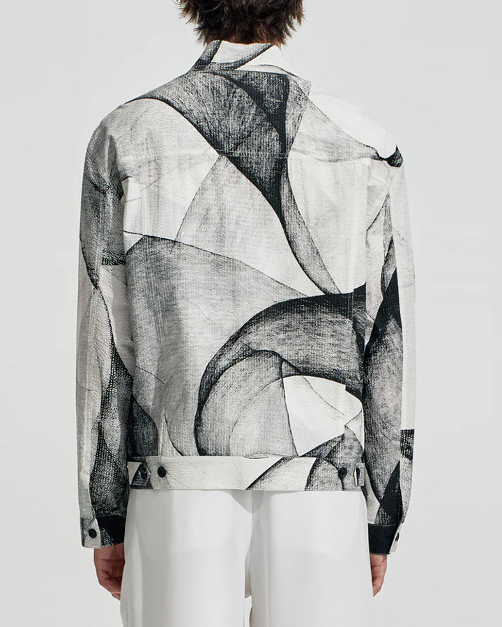 HARRISON WONG / Seersucker Jacket With Curvy Shadow Pattern - White