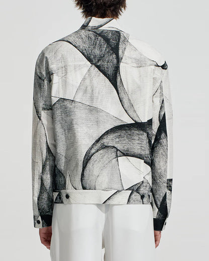 HARRISON WONG / Seersucker Jacket With Curvy Shadow Pattern - White