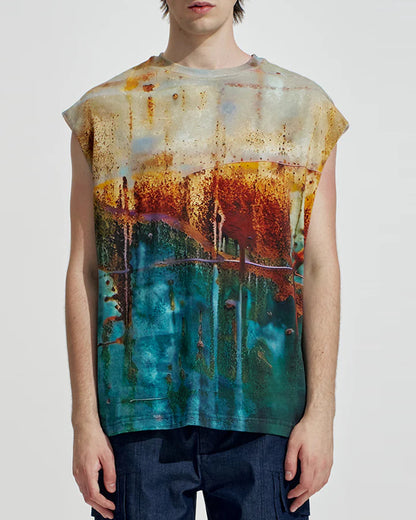 HARRISON WONG / Rust Pattern Sleeveless Print Tee