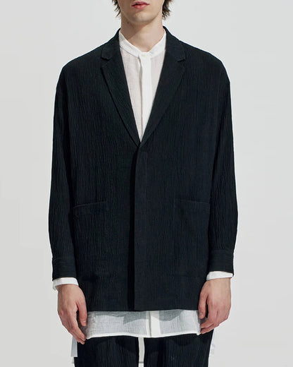 HARRISON WONG / Smocking Textured Long Blazer