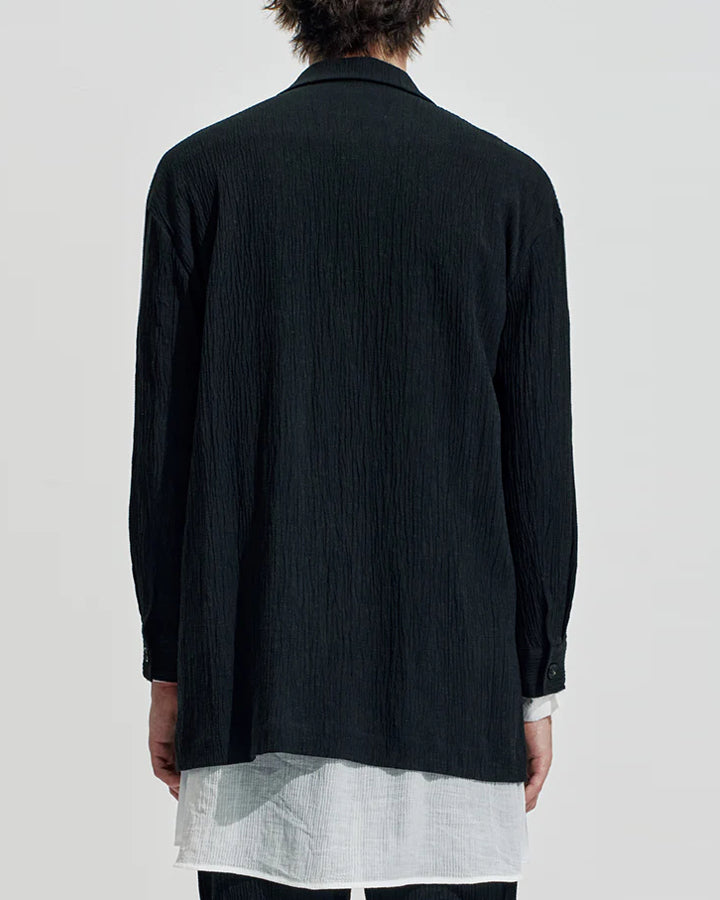 HARRISON WONG / Smocking Textured Long Blazer