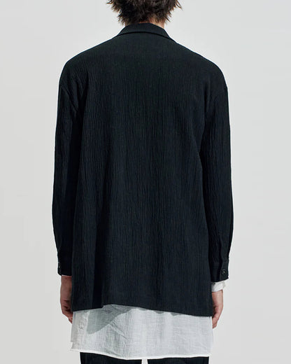 HARRISON WONG / Smocking Textured Long Blazer