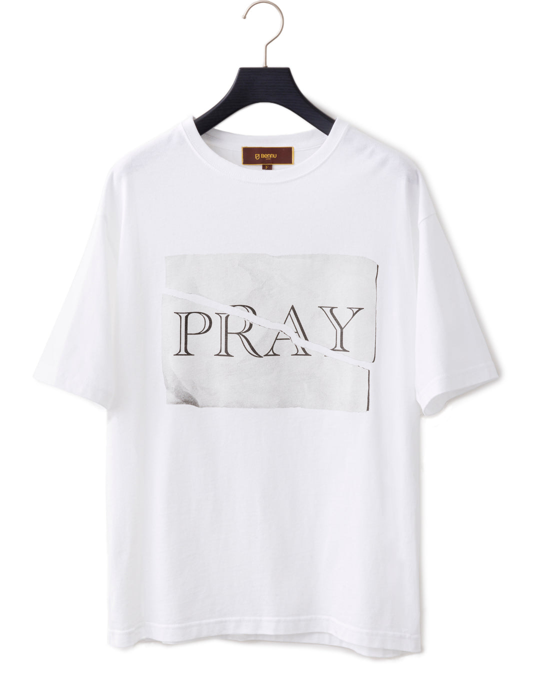 Bennu / Printed Loose Fit Tee - PRAY - WHITE