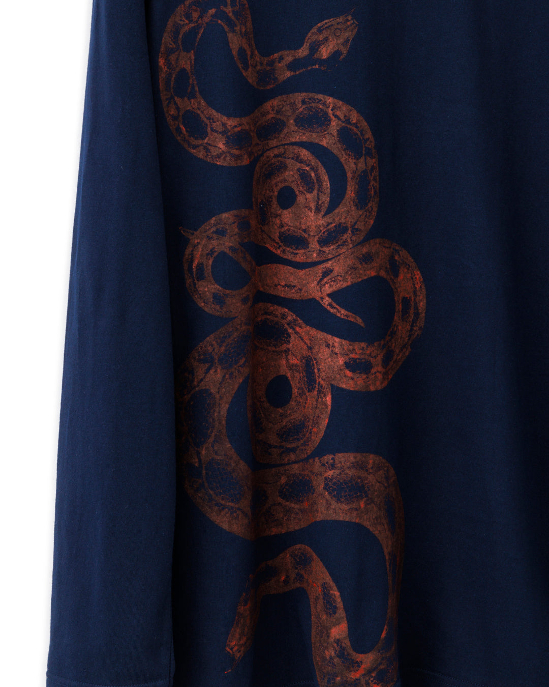 Bennu × TT / Snake Printed Long Sleeve Tee - NAVY