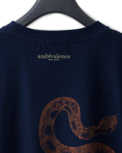 Bennu × TT / Snake Printed Long Sleeve Tee - NAVY