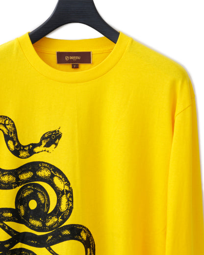 Bennu × TT / Snake Printed Long Sleeve Tee - YELLOW
