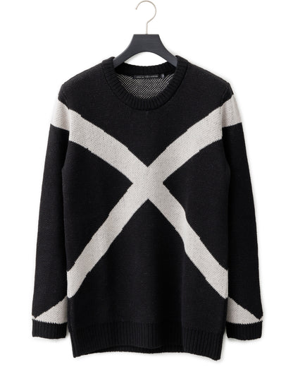 gène par YUKIO MISHIBA / Cross Double Jacquard Knit - Black×White