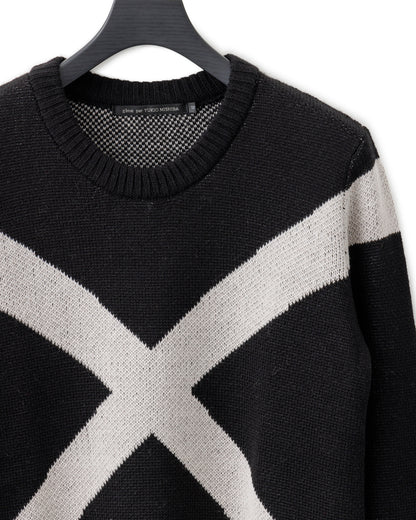 gène par YUKIO MISHIBA / Cross Double Jacquard Knit - Black×White