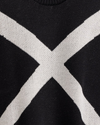gène par YUKIO MISHIBA / Cross Double Jacquard Knit - Black×White