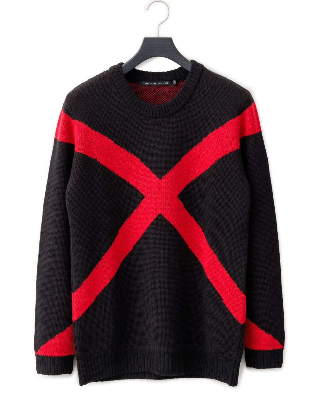 gène par YUKIO MISHIBA / Cross Double Jacquard Knit - Black×Red