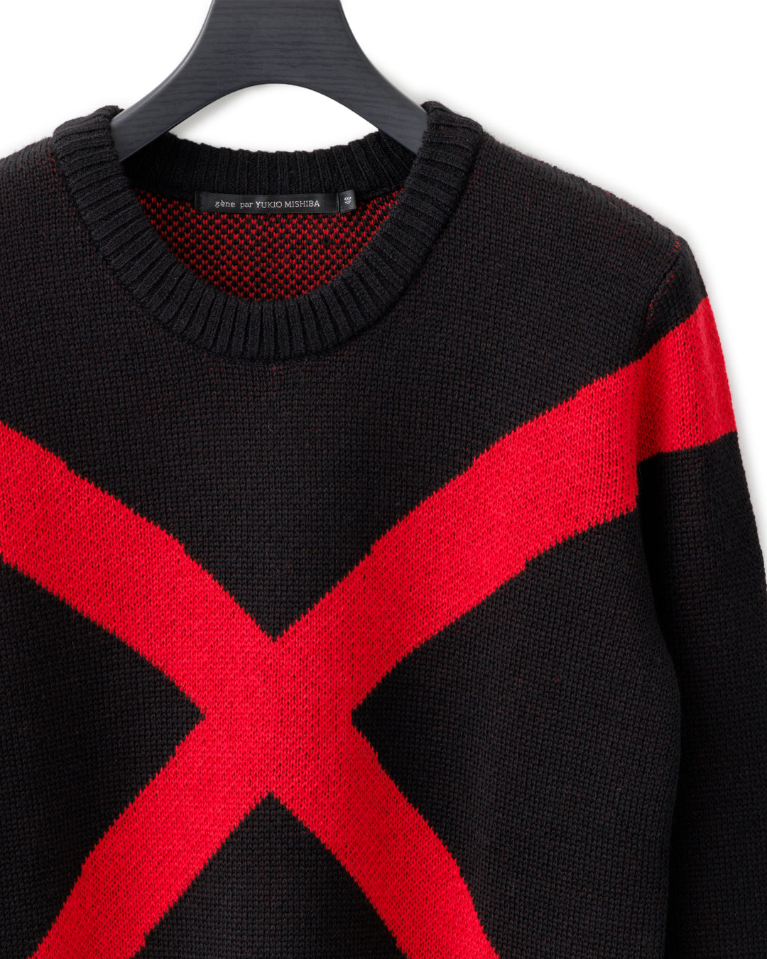 gène par YUKIO MISHIBA / Cross Double Jacquard Knit - Black×Red