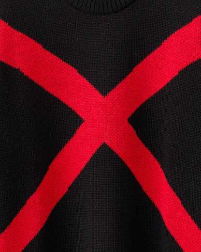 gène par YUKIO MISHIBA / Cross Double Jacquard Knit - Black×Red