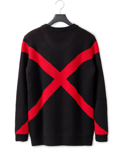 gène par YUKIO MISHIBA / Cross Double Jacquard Knit - Black×Red