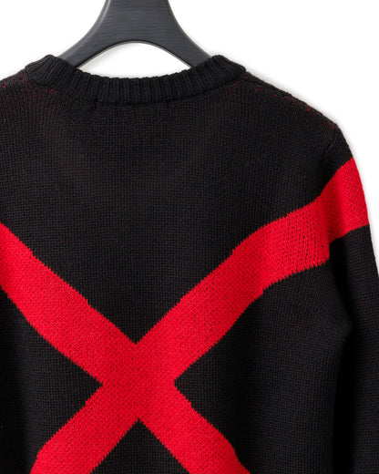 gène par YUKIO MISHIBA / Cross Double Jacquard Knit - Black×Red