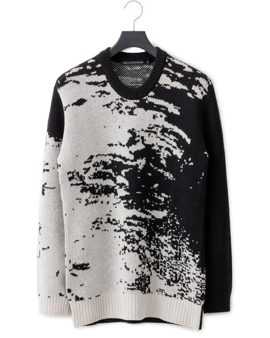 gène par YUKIO MISHIBA / Abstract Double Jacquard Knit - Black×White