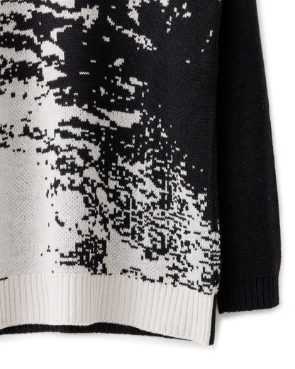 gène par YUKIO MISHIBA / Abstract Double Jacquard Knit - Black×White