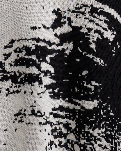 gène par YUKIO MISHIBA / Abstract Double Jacquard Knit - Black×White