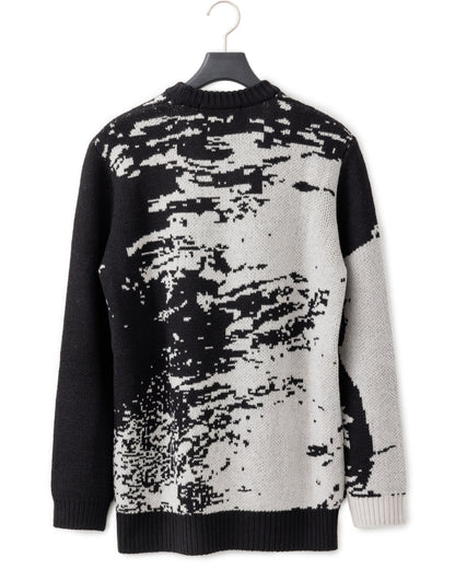 gène par YUKIO MISHIBA / Abstract Double Jacquard Knit - Black×White