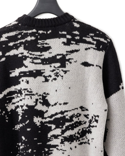 gène par YUKIO MISHIBA / Abstract Double Jacquard Knit - Black×White