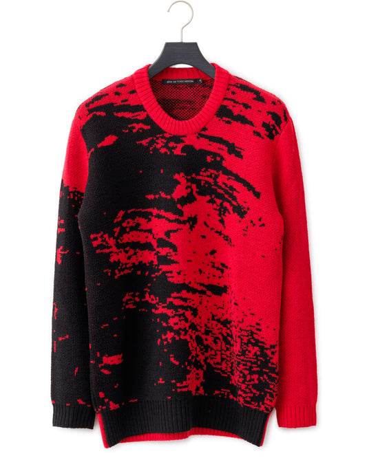 gène par YUKIO MISHIBA / Abstract Double Jacquard Knit - Red×Black