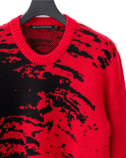 gène par YUKIO MISHIBA / Abstract Double Jacquard Knit - Red×Black