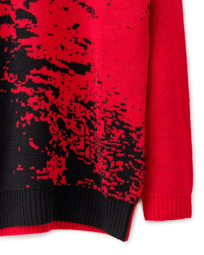 gène par YUKIO MISHIBA / Abstract Double Jacquard Knit - Red×Black