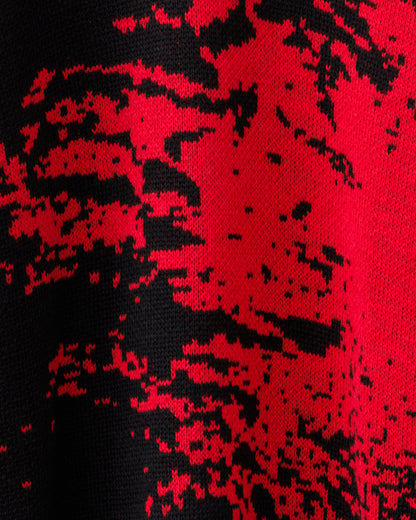 gène par YUKIO MISHIBA / Abstract Double Jacquard Knit - Red×Black
