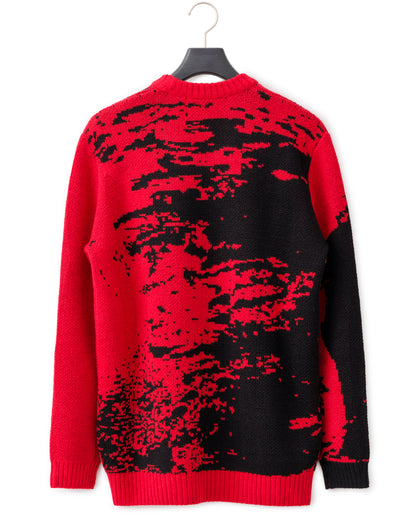 gène par YUKIO MISHIBA / Abstract Double Jacquard Knit - Red×Black