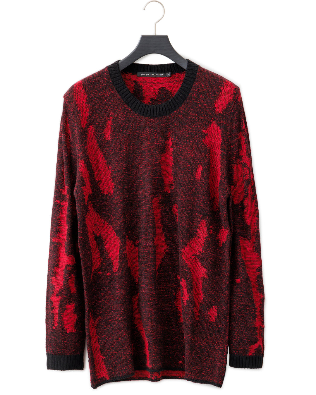 gène par YUKIO MISHIBA / Flake Single Jacquard Knit - Black×Red